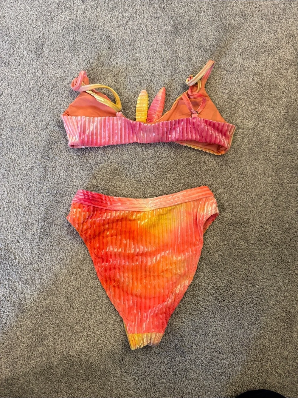 Dippin' Daisy's Pink and Orange Velvet Tie Dye Bikini